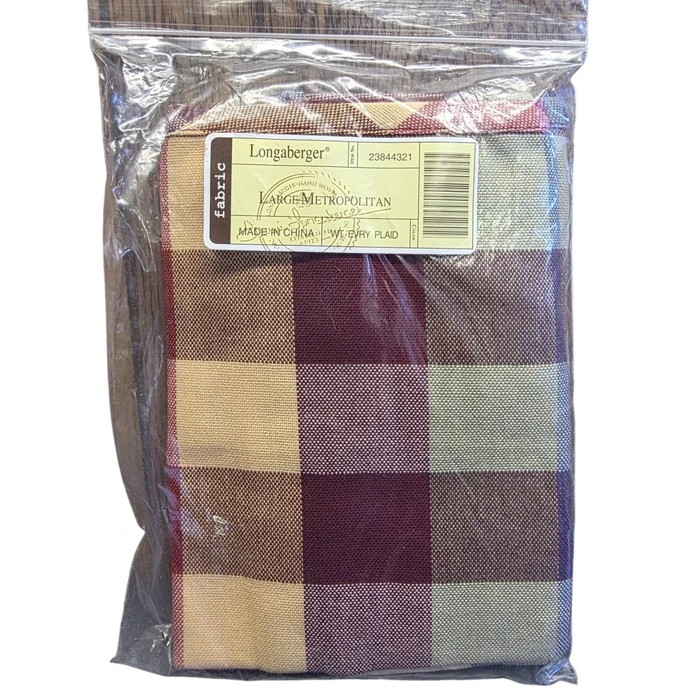 Longaberger Large Metropolitan Basket Liner‎ WT EVRY Plaid Fabric Multicolor